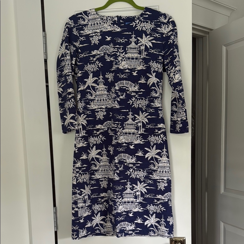 JMcLaughlin Blue and White Patterned Women's Dress